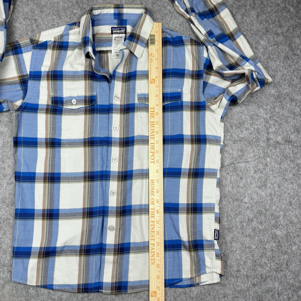 Patagonia Blue Plaid Long Sleeve Organic Cotton Casual Shirt Outdoors Men's M - Picture 9 of 11